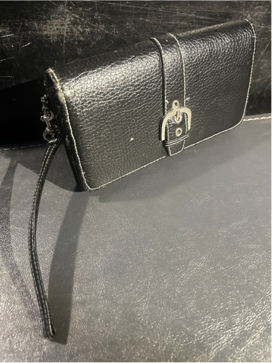 Unbranded Handbags - Women's Unbranded Black Wristlet Clutch with Silver Buckle Detail, One Size